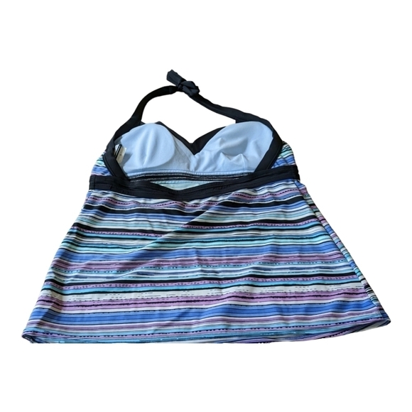 Nike Colorful Logoed Halter Striped Tankini Top Black Accents, Size 8,EUC - Picture 3 of 6